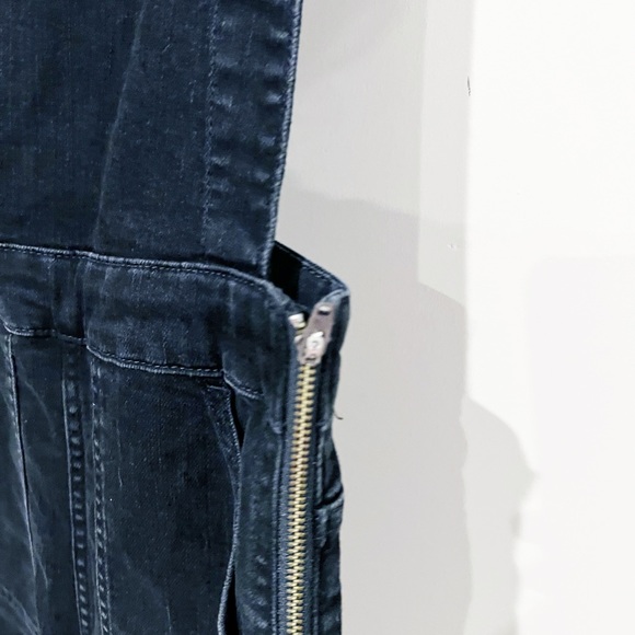 Madewell Slim Black Washed Cross Back Straps Zipper Side Jean Overalls size XS - Picture 12 of 14
